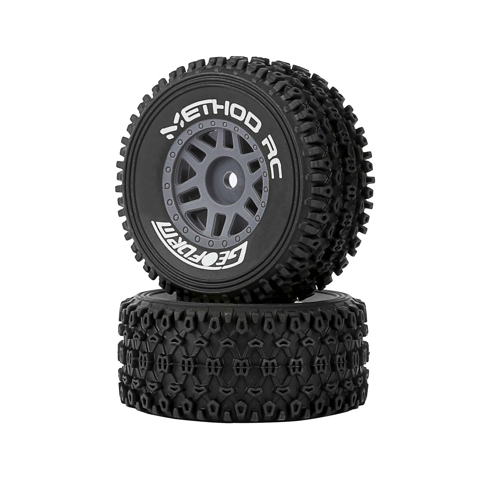 Method RC Tire and Wheel Black Geoform All-Terrain 1/16 Short Course Tires on SWITCH 12mm Hex Wheels Designed for ARRMA® MOJAVE™ GROM (2pcs Glued)