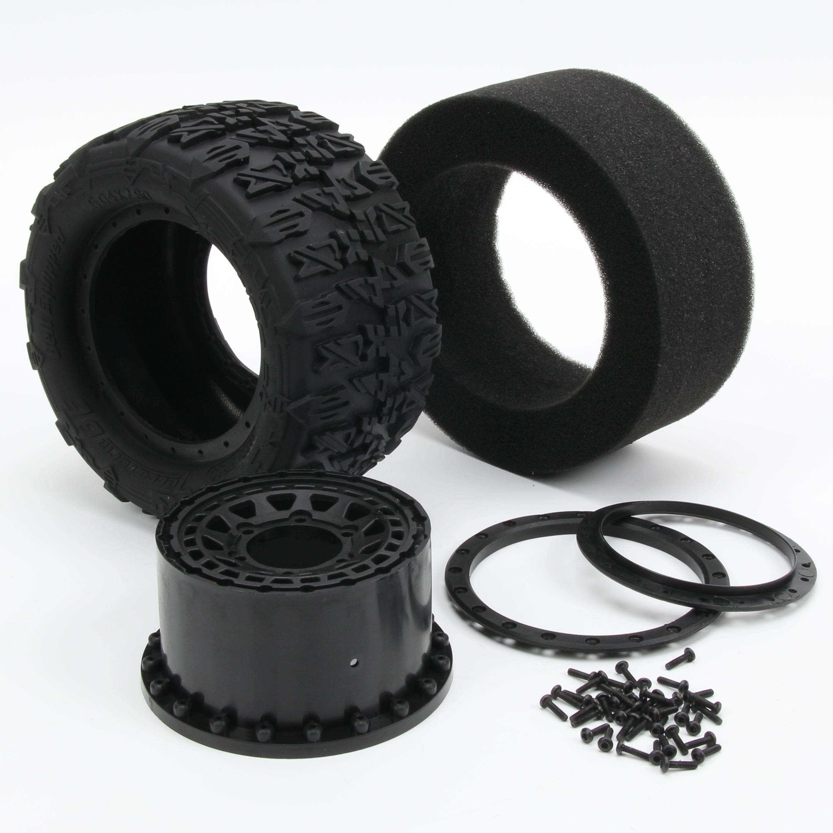 Method RC Tire and Wheel Terraform All-Terrain Belted 1/10th Monster Truck Tires on Array Beadlock 12/14mmmm Hex Wheels (2pcs)