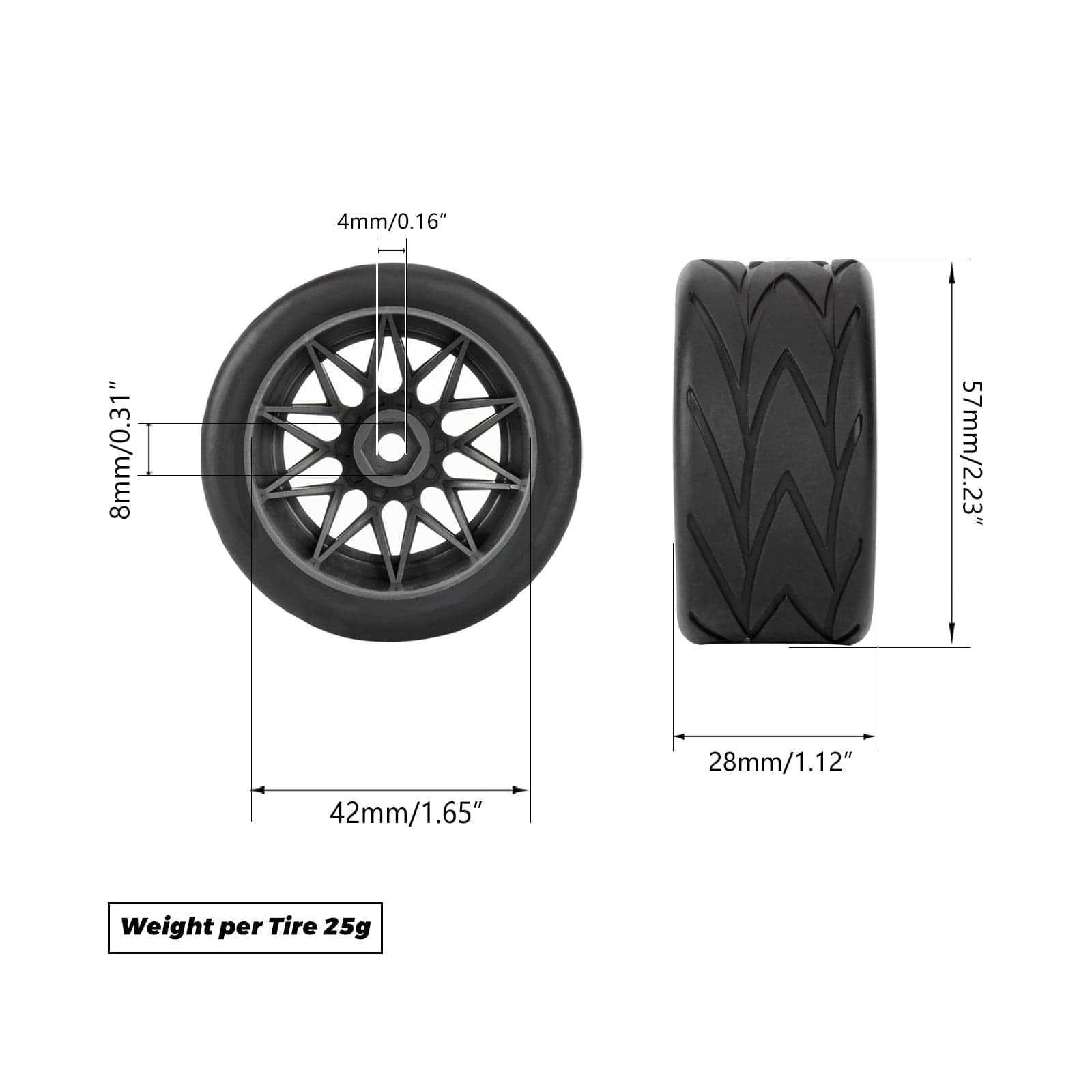 Method RC Tire and Wheel Velociter All-Road 1/12 NASCAR Tires on FLYR 8mm Hex Wheels Designed for LOSI® 1/12 NASCAR Platform (2pcs Glued)