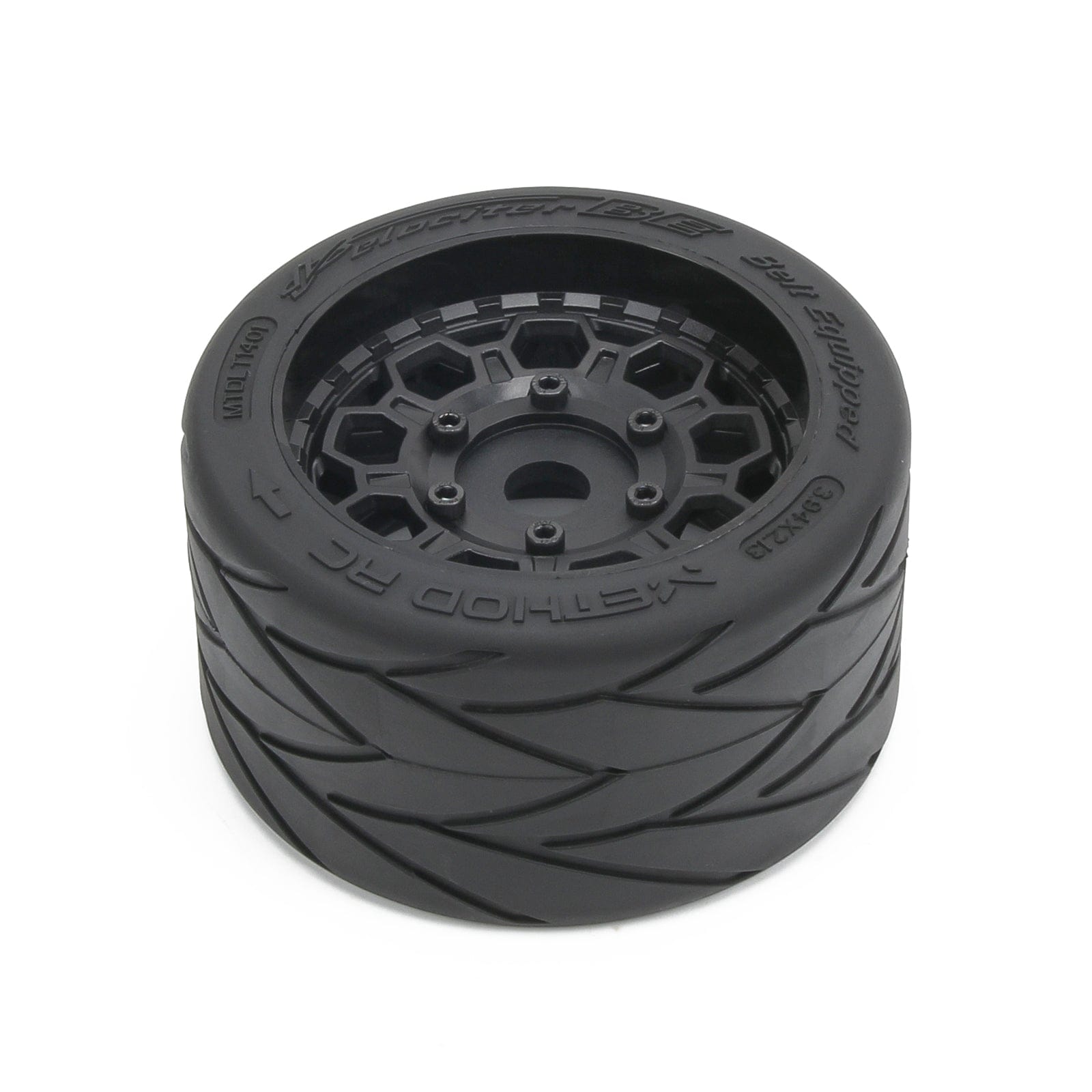 Method RC Tire and Wheel Velociter Belted 1/7th On-Road Tires on Hive 17mm Hex Wheels, Rear, 54/100 (2pcs, Glued)