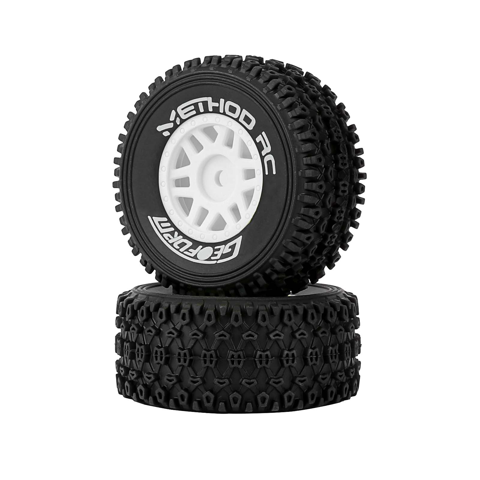 Method RC Tire and Wheel White Geoform All-Terrain 1/16 Short Course Tires on SWITCH 12mm Hex Wheels Designed for ARRMA® MOJAVE™ GROM (2pcs Glued)