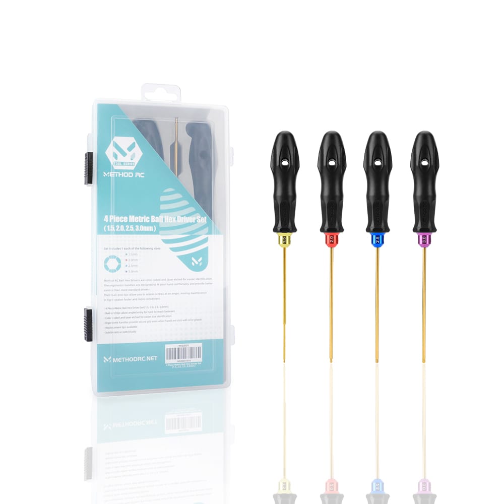 Method RC RC Tools 1.5mm / 2.0mm / 2.5mm / 3.0mm Metric Ball Hex Driver Set (1.5, 2.0,2.5, 3.0mm)4pcs - RC Tools