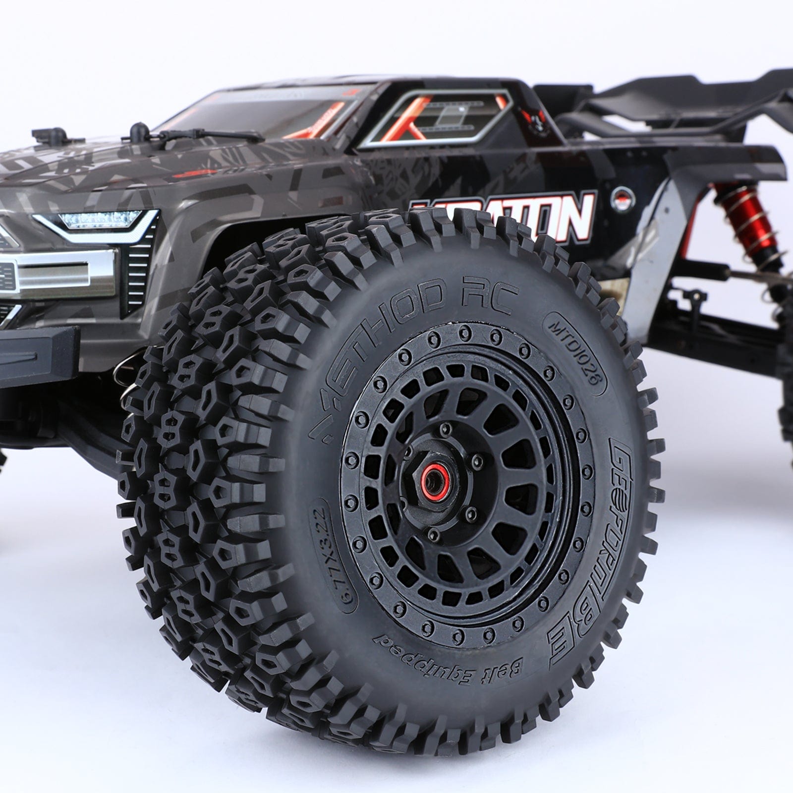 Method RC Tire and Wheel Geoform Off-Road Belted 1/8th Monster Truck Tires on Array 17mm Hex Wheels (2pcs, Glued)