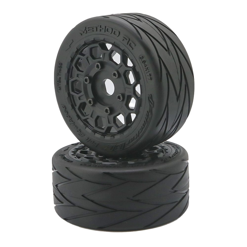 Method RC Tire and Wheel Velociter Belted 1/7th On-Road Tires on Hive 17mm Hex Wheels,45/100 (2pcs, Glued)