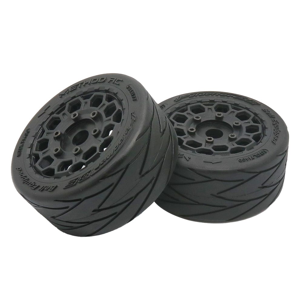 Method RC Tire and Wheel Velociter Belted 1/7th On-Road Tires on Hive 17mm Hex Wheels,45/100 (2pcs, Glued)