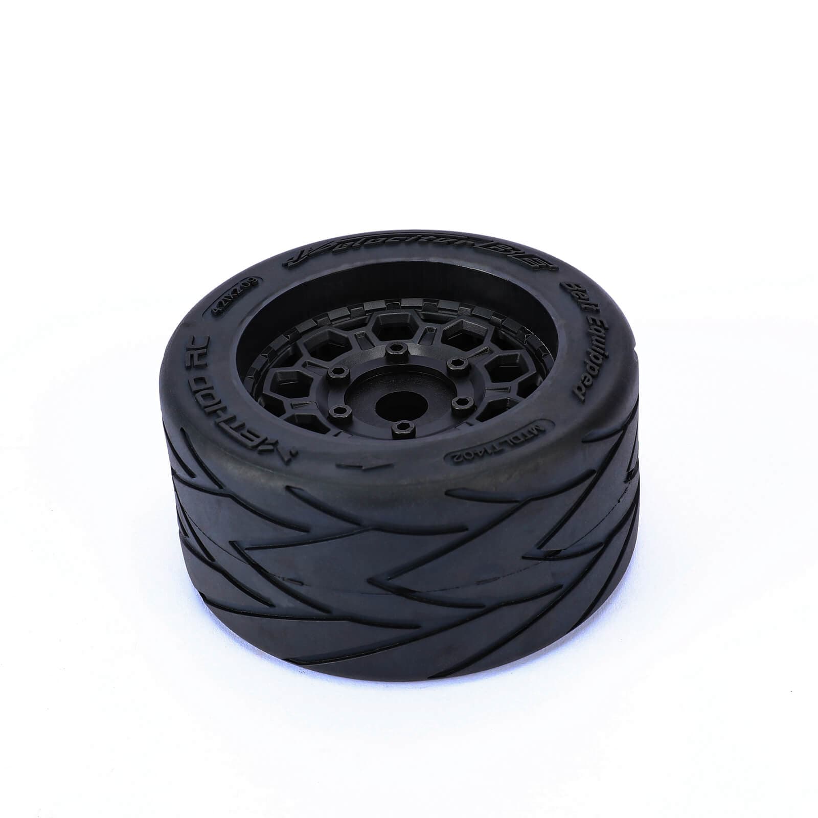 Method RC Tire and Wheel Velociter Belted 1/7th On-Road Tires on Hive 17mm Hex Wheels, Felony Rear, 54/106 (2pcs, Glued)