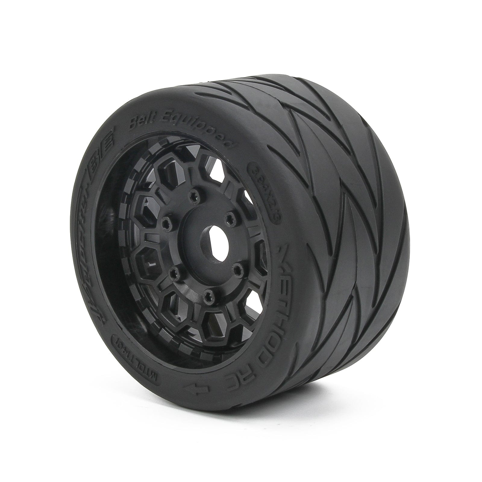 Method RC Tire and Wheel Velociter Belted 1/7th On-Road Tires on Hive 17mm Hex Wheels, Rear, 54/100 (2pcs, Glued)