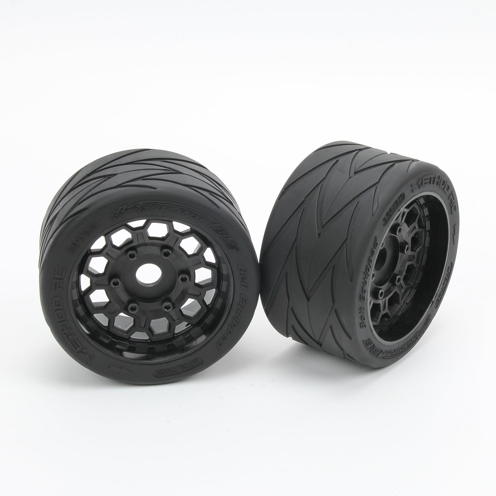 Method RC Tire and Wheel Velociter Belted 1/7th On-Road Tires on Hive 17mm Hex Wheels, Rear, 54/100 (2pcs, Glued)