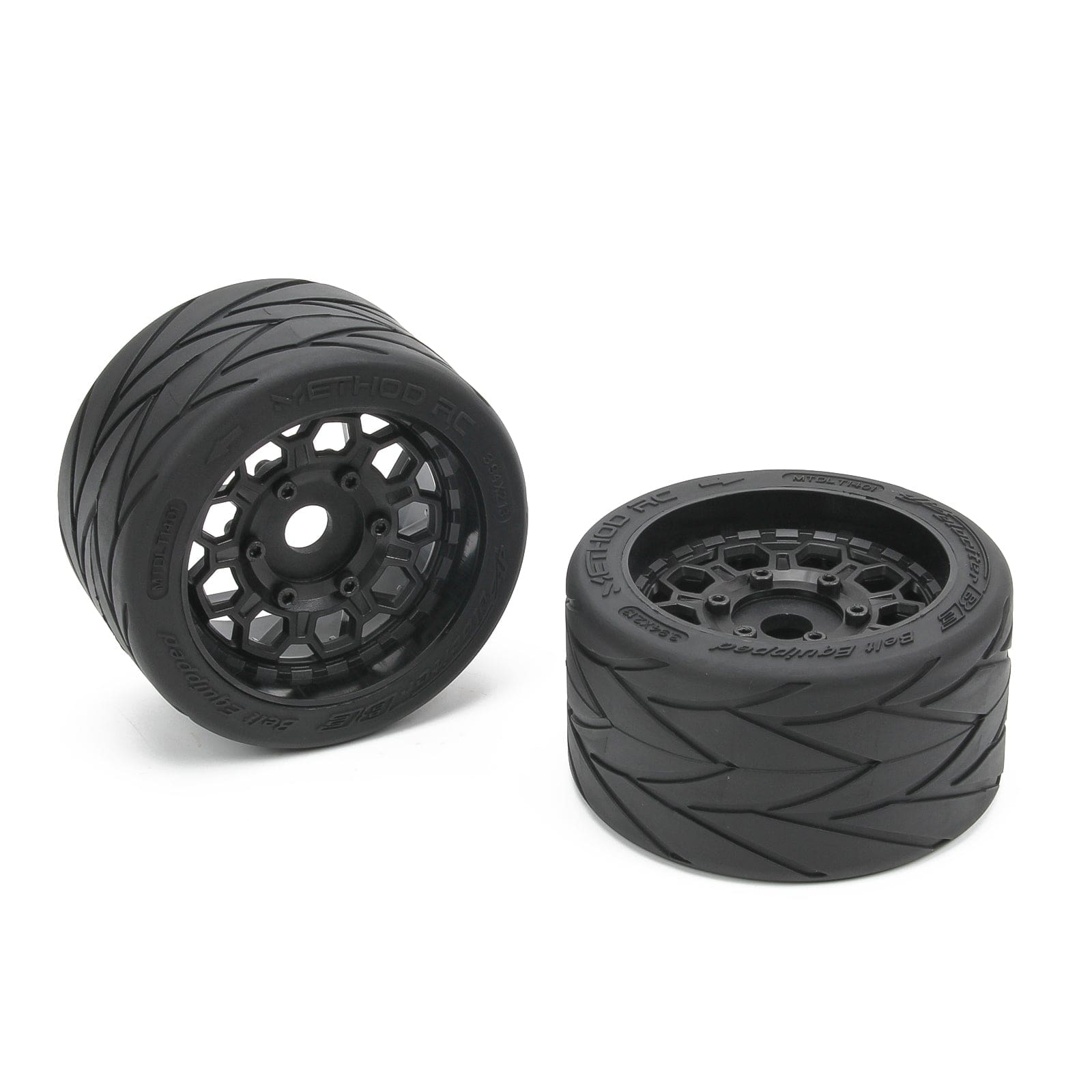 Method RC Tire and Wheel Velociter Belted 1/7th On-Road Tires on Hive 17mm Hex Wheels, Rear, 54/100 (2pcs, Glued)